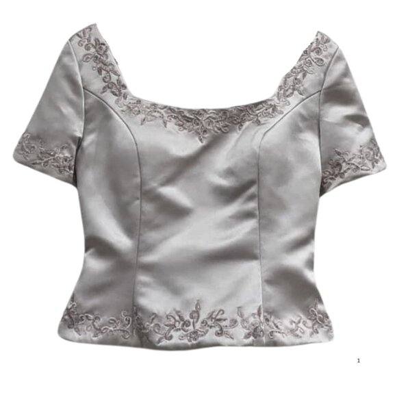 🖤 BF Donna Gray Silver Two-Piece Formal Set  Size 6  Holiday Gala Ready (EUC) - Picture 2 of 9